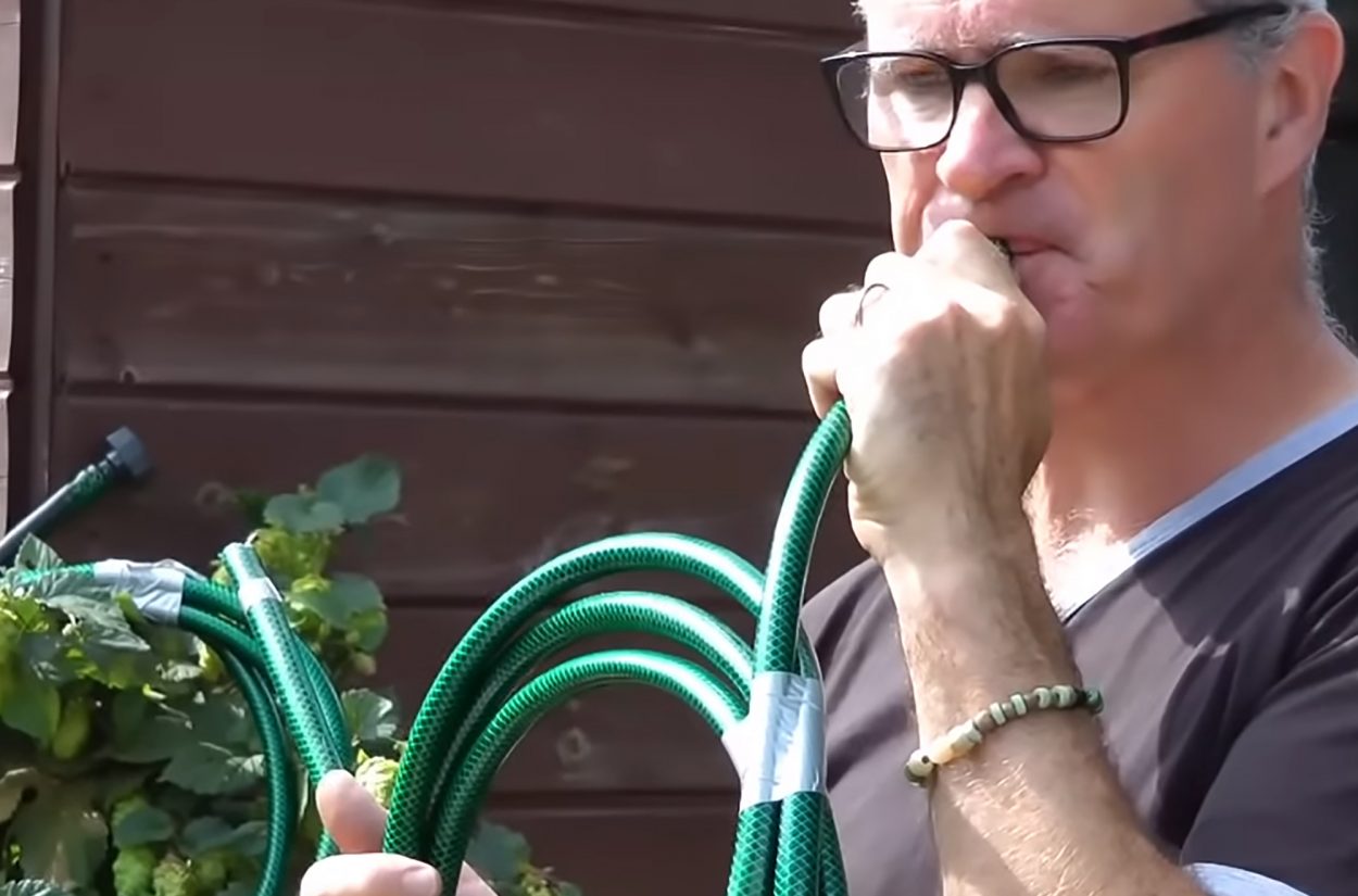 Horn player Martin Lawrence demonstrates how to make a hosepipe horn