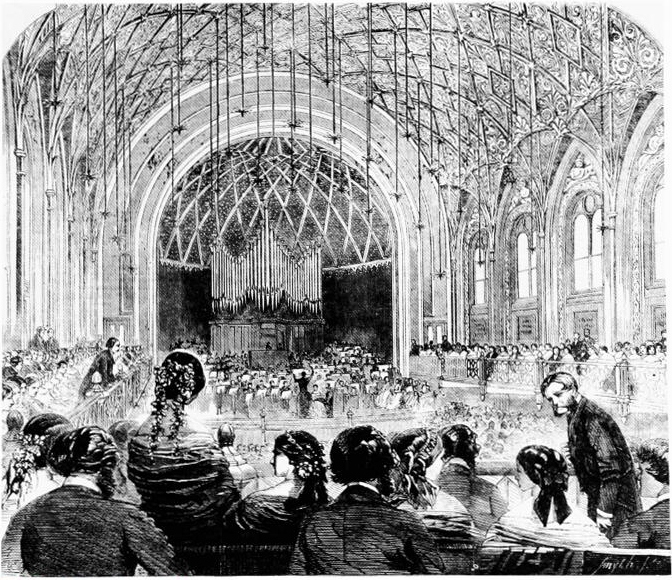 A drawing of St James' Hall in London