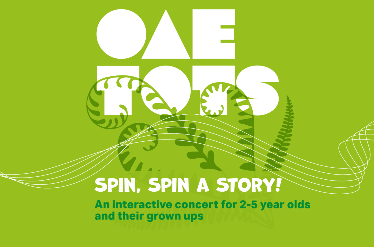 OAE TOTS Spin, Spin a Story Green background with fronds