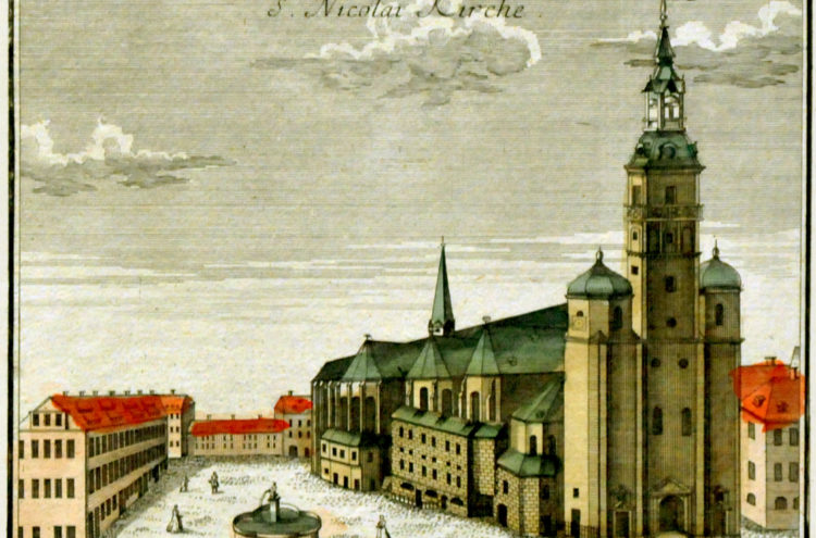 Nikolaikirche in Leipzig 1749 By H.-P.Haack (Diskussion) via wikicommons